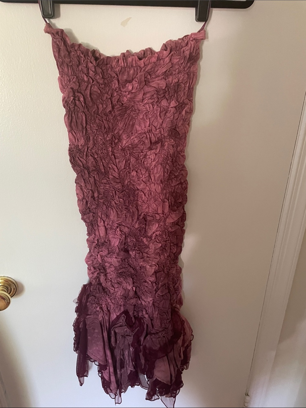 bebe Dusty Rose Ruched Strapless Midi Dress - Picture 4 of 6